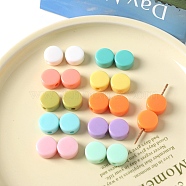 Opaque Acrylic European Beads, Large Hole Beads, Flat Round, Mixed Color, 16.6x8.4mm, Hole: 4mm, about 280pcs/bag(OACR-L016-07)