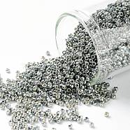 TOHO Round Seed Beads, Japanese Seed Beads, (PF565) PermaFinish Silver Grey Metallic, 15/0, 1.5mm, Hole: 0.7mm, about 15000pcs/50g(SEED-XTR15-PF0565)