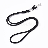 Elastic Cord Lanyard Strap, Ear Holder Rope, with Platinum Plated Iron Keychain Clasps, Black, 62x3mm, Iron Keychain Clasp: 22.5x7.5x2mm(EC-N002-02A)