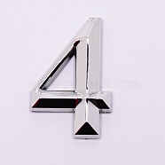 Plastic & PVC Number Sign Labels, Silver, Num.4, 4: 48.5x32.5x8mm(KY-WH0023-A04-01)