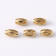 201 Stainless Steel Corrugated Beads, Oval, Golden & Stainless Steel Color, 5x3mm, Hole: 1.2mm(STAS-S103-16A-G)