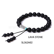 8MM Natural Lava Rock Buddha Prayer Beads Bracelet Men Women(WV3915-2)