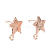 201 Stainless Steel Stud Earring Findings, with Horizontal Loop and 316 Stainless Steel Pin, Star, Real Rose Gold Plated, 13x10mm, Hole: 1.4mm, Pin: 0.7mm(STAS-K241-10RG)