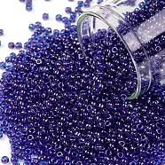 TOHO Round Seed Beads, Japanese Seed Beads, (361) Inside Color Dark Aqua/Violet Lined, 11/0, 2.2mm, Hole: 0.8mm, about 1110pcs/bottle, 10g/bottle(SEED-JPTR11-0361)