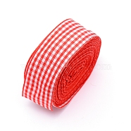 Polyester Ribbon, Tartan Ribbon, Red, 1 inch(25mm), 10m/roll(OCOR-TAC0009-11A)