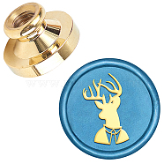 Wax Seal Brass Stamp Head, for Wax Seal Stamp, Deer Pattern, 25x14.5mm(AJEW-WH0209-697)
