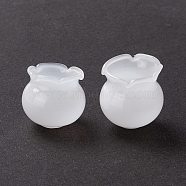 Handmade Blown Glass Flower Beads, Campanula Medium L, White, 18.5~20x20~20.5mm, Hole: 1~2mm(GLAA-Z003-03)