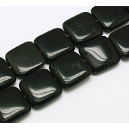 Natural Square Obsidian Beads Strands, Flat Slice Beads, 20x20x6mm, Hole: 1mm, about 20pcs/strand, 15.74 inch(G-L253-07)