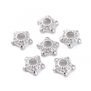 Tibetan Silver Caps, Lead Free & Cadmium Free,s, Plated with Platinum, 6mm in diameter, 3mm high, Hole: 2mm(WAA289)