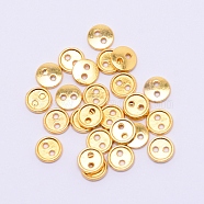 Alloy Mini Buttons, 2-Hole, Flat Round, Cadmium Free & Lead Free, Golden, 4x1.5mm, Hole: 0.8mm(PALLOY-WH0076-49B-G)