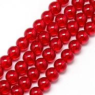 Baking Painted Glass Beads Strands, Imitation Opalite, Round, Red, 8mm, Hole: 1.3~1.6mm, about 100pcs/strand, 31.4 inch(DGLA-Q023-8mm-DB31)