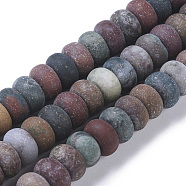 Natural Ocean Jasper Beads Strands, Frosted, Rondelle, 10x6mm, Hole: 0.8mm, about 64pcs/strand, 14.96 inch(38cm)(G-F668-06-C)