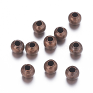 Iron Spacer Beads, Nickel Free, Round, Red Copper Color, 3mm diameter, hole:1mm(X-E321Y-NFR)