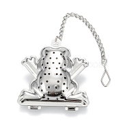 Frog Shape Tea Infuser, with Chain & Hook, Loose Tea 304 Stainless Steel Mesh Tea Ball Strainer, Stainless Steel Color, 165mm(AJEW-P091-05P)
