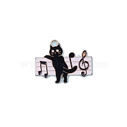 Alloy Enamel Pendants, Golden, Cat Charm, Musical Note, 28x21.5mm(PW-WG92711-04)