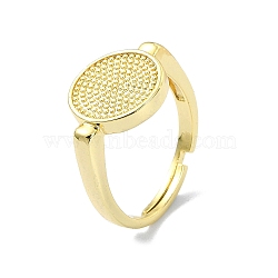 Brass Adjustable Rings, Flat Round Signet Rings, Real 18K Gold Plated, Inner Diameter: 18mm(RJEW-B051-36G)