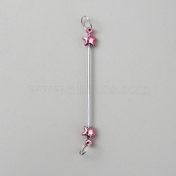 Stainless Steel Beadable Keychain Bar for Jewelry Making DIY Crafts, Star, Platinum, Hot Pink, 90x10.5x7mm(AJEW-WH20070-129C-02)