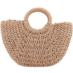 Boho Women's Straw Knitted Bag, Summer Beach Clutch Bags, with Polyester Finding Inside, Peru, 29x35x2.6cm(AJEW-WH0348-19)