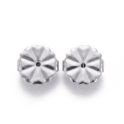 Tarnish Resistant 304 Stainless Steel Ear Nuts, Butterfly Earring Backs for Post Earrings, Flower, Stainless Steel Color, 10.5x4.5mm, Hole: 1.2mm(STAS-F203-06P)