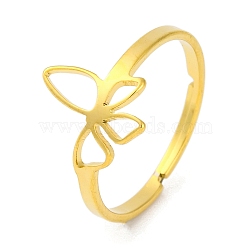 201 Stainless Steel Adjustable Rings for Women, Golden, Butterfly, 12mm, Inner Diameter: 18mm(RJEW-D082-02G)