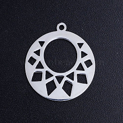 Tarnish Resistant 201 Stainless Steel Pendants, Flat Round, Stainless Steel Color, 22.5x20x1mm, Hole: 1.5mm(STAS-S105-JN387-1)