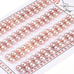Grade 3A Natural Cultured Freshwater Pearl Beads, Half Drilled, Half Round Beads, Plum, 6~6.5x4.5~5mm, Hole: 0.9~1mm(PEAR-N018-3A-6065C)