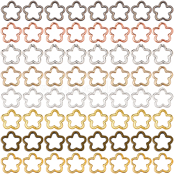 80Pcs 8 Styles Zinc Alloy Bead Frame, Flower, Mixed Color, 15~15.5x15.5x3mm, Hole: 1.2~1.5mm, 10pcs/style(FIND-SP0020-75)