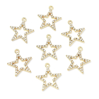 20Pcs Alloy Rhinestone Pendants, Hollow Out Star Charms, Golden, 23x21x2mm, Hole: 1.5mm