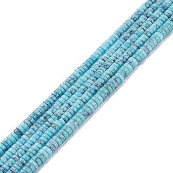 Synthetic Turquoise Beads Strands, Dyed, Heishi Beads, Flat Round/Disc, Sky Blue, 4x1mm, Hole: 1mm, 15.24~16.06 inch(38.7~40.8cm)