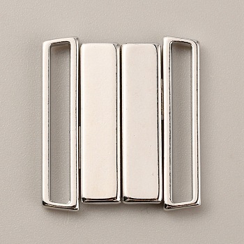 Alloy Bikini Clips, Bra Clasp Replacement Part, Lingerie Front Closure, Platinum, 28x25x2.5mm, Inner Diameter: 25x3mm