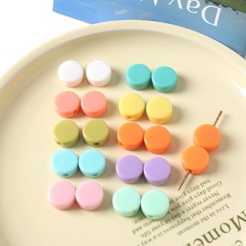 Opaque Acrylic European Beads, Large Hole Beads, Flat Round, Mixed Color, 16.6x8.4mm, Hole: 4mm, about 280pcs/bag