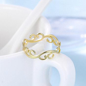 304 Stainless Steel Finger Rings for Women, Vine, Golden, 5.5mm, US Size 7(17.3mm)