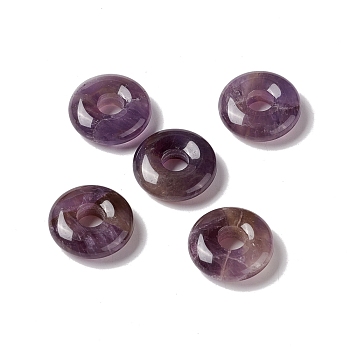 Natural Amethyst Pendants, Donut/Pi Disc Charm Charm, 20x5~7mm, Hole: 6mm