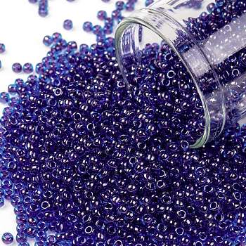 TOHO Round Seed Beads, Japanese Seed Beads, (361) Inside Color Dark Aqua/Violet Lined, 11/0, 2.2mm, Hole: 0.8mm, about 1110pcs/bottle, 10g/bottle