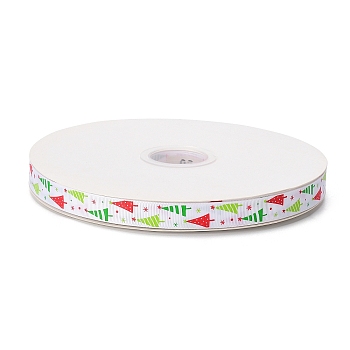 Christmas Printed Grosgrain Ribbon for Christmas Gift Package, White, 5/8 inch(16mm), about 100yards/roll(91.44m/roll)