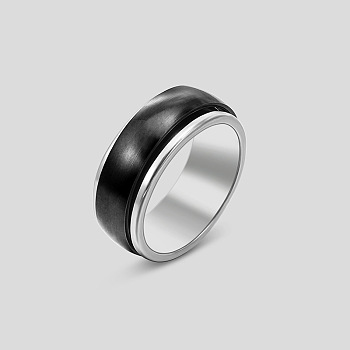 Rotatable 304 Stainless Steel Finger Rings, Fidget Spinner Ring for Calming Worry Meditation, Black, Inner Diameter: 19mm