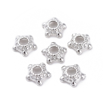 Tibetan Silver Caps, Lead Free & Cadmium Free,s, Plated with Platinum, 6mm in diameter, 3mm high, Hole: 2mm