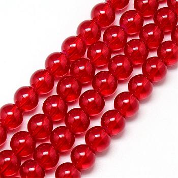 Baking Painted Glass Beads Strands, Imitation Opalite, Round, Red, 8mm, Hole: 1.3~1.6mm, about 100pcs/strand, 31.4 inch