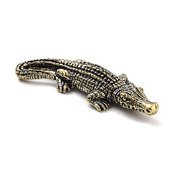 Brass Crocodile Figurines Statues for Home Desktop Feng Shui Ornament, Antique Bronze, 61x23x8mm