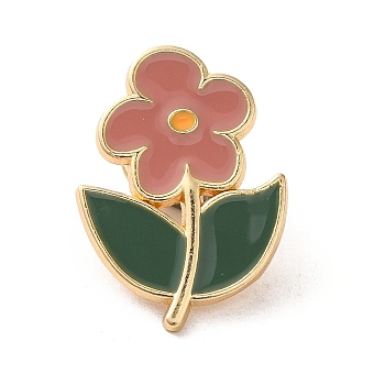 Flower Alloy Enamel Brooch, Bouquet Enamel Pins, for Backpack Clothes, Indian Red, 28x20x1.5mm