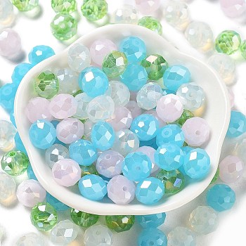 Glass Beads, Faceted, Rondelle, Azure, 10x8mm, Hole: 1mm, about 560pcs/500g