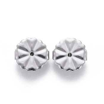 304 Stainless Steel Ear Nuts, Butterfly Earring Backs for Post Earrings, Flower, Stainless Steel Color, 10.5x4.5mm, Hole: 1.2mm