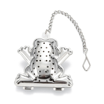Frog Shape Tea Infuser, with Chain & Hook, Loose Tea 304 Stainless Steel Mesh Tea Ball Strainer, Stainless Steel Color, 165mm