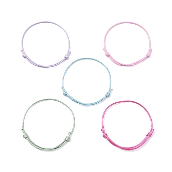 5Pcs 5 Colors Eco-Friendly Korean Waxed Polyester Cord, for Adjustable Bracelet Making, Mixed Color, Inner Diameter: 3-1/8~3-1/4 inch(7.9~8.15cm), 1pc/color