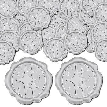 Adhesive Wax Seal Stickers, Envelope Seal Decoration, For Craft Scrapbook DIY Gift, Silver Color, Star, 30mm, 100pcs/box