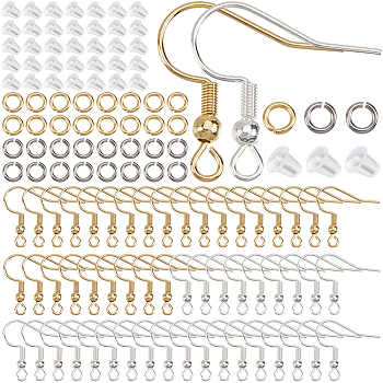 304 Stainless Steel Earring Finding Kit, Mixed Color, 4~20x4~20x0.8~4mm, Hole: 1~2.4mm