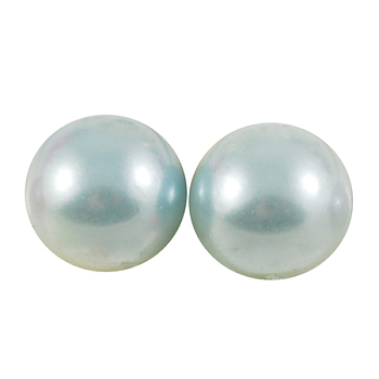 ABS Plastic Imitation Pearl Cabochons, Half Round, Aqua, 10x5mm