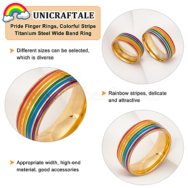 Unicraftale 4Pcs 4 Style Pride Finger Rings(RJEW-UN0001-21G)-4
