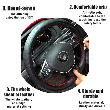 Microfiber Leather & Nylon DIY Hand Sewing Steering Wheel Cover(FIND-FH0006-64B)-5