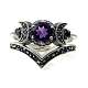 Gothic-Ring aus violettem Kristall mit dreifacher Mondgöttin – schwarzer Diamantschmuck für Damen(ST4544590)-1